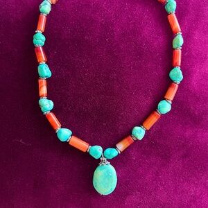 Vintage Turquoise and Coral necklace.
